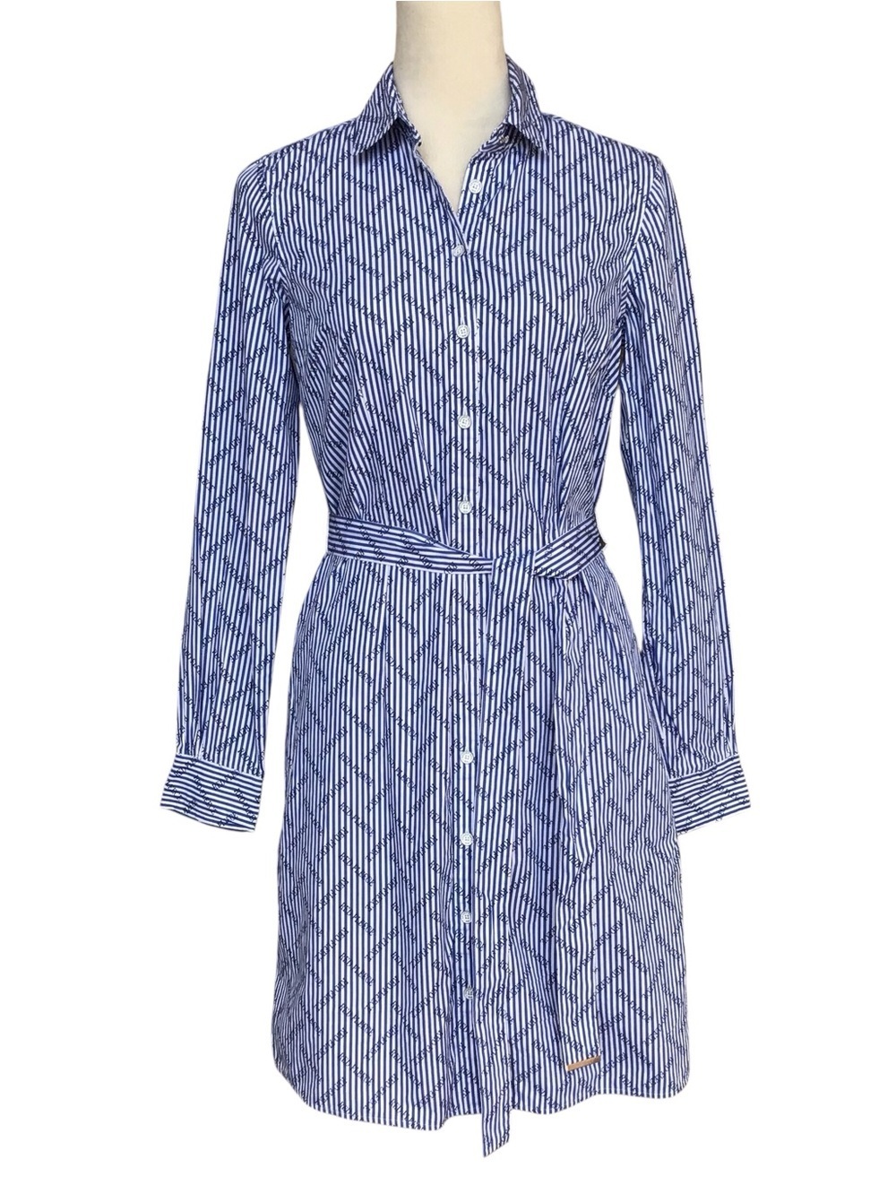 Brooks Brothers Red Fleece Blue White Striped Shirt Dress Size 2
